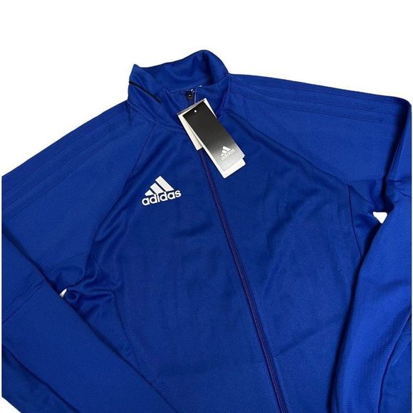 Adidas Men’s Trio 17 Full Zip Training Jacket White Mock Neck BQ8201 Thumbhole - Picture 3 of 15